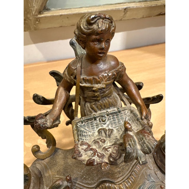 Antique French Art Nouveau Figural Double Inkwell For Sale In Boston - Image 6 of 8