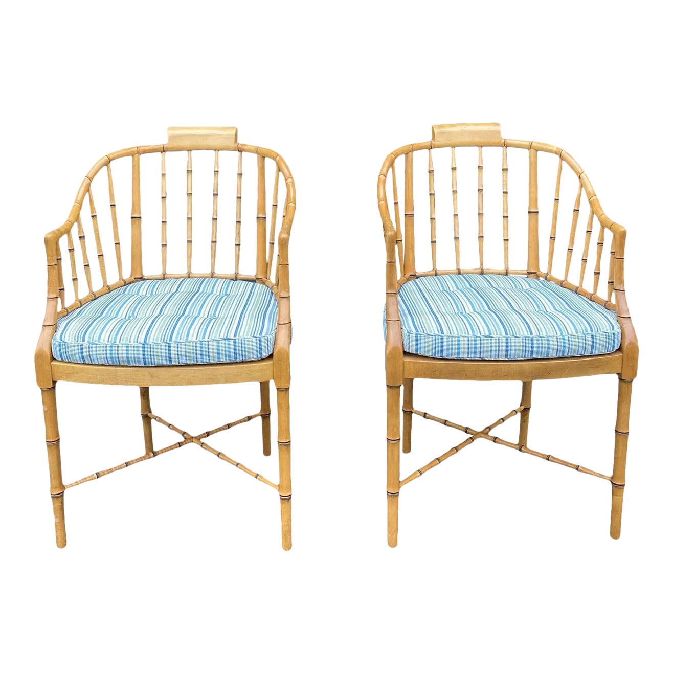 HOT Bamboo Tub Chair Baker Furniture Vintage Faux Bamboo