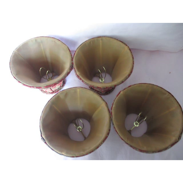 1990s Vintage 1990s Red & Gold With Lion Design Chandelier Lamp Shades - Set of 4 For Sale - Image 5 of 10