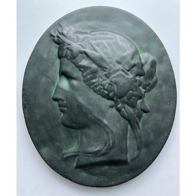 Onyx Pair of Large 16" Tall Bacchante Roman Figures Ceramic Plaques For Sale - Image 8 of 12
