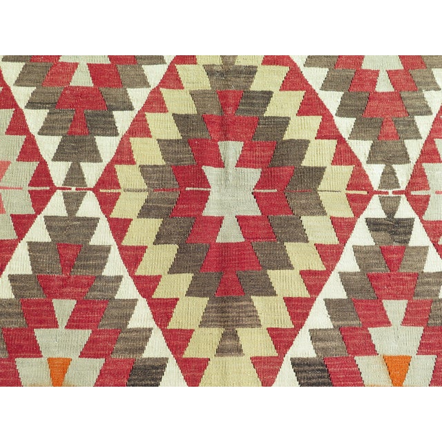Coffee Mid 20th Century Vintage Authentic Turkish Kilim Handmade Boho Area Rug For Sale - Image 8 of 11