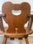 Late 20th century Hand carved charming folk art meets primitive structure. Aged pine featuring. This chair has turned...