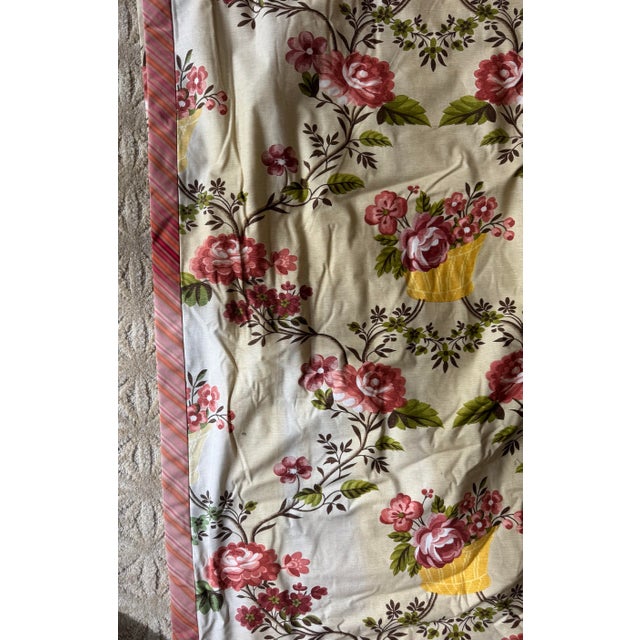 Custom Floral Pinch Pleat Drapery 72x96 Lined Interlined Estate Quality Pair For Sale - Image 9 of 9