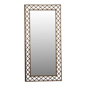 Vintage 86" Tall French Hollywood Regency Gold Iron Wall Mirror W Florettes