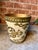Florentine Gold Tole Cachepot / Planter/ wastebasket. Made in Italy An elegant tole cachepot featuring raised baroque-...