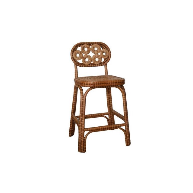 Contemporary Bridget Barstool in Stained Rattan and Plywood by Popus Editions For Sale - Image 3 of 3