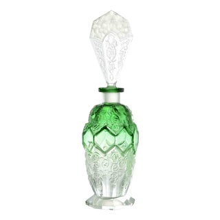 Art Deco Opaline Glass Perfume Bottle in the style of René Lalique, 1930s For Sale