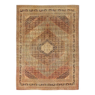 Antique Tabriz Haji-Jalili Rug With Diamond Design Rendered in Floral Motifs For Sale