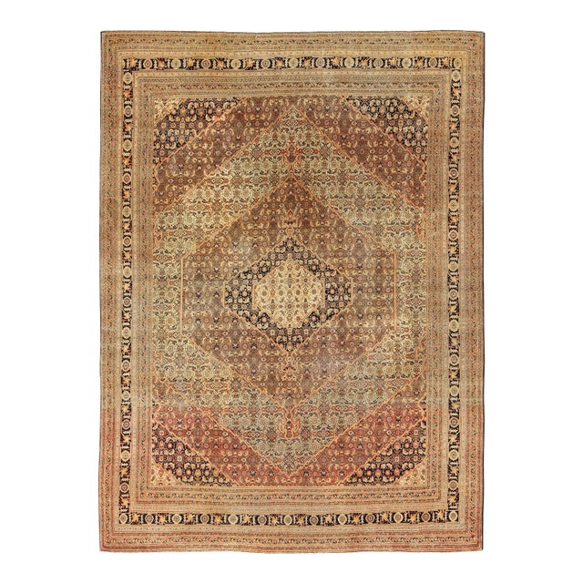Antique Tabriz Haji-Jalili Rug With Diamond Design Rendered in Floral Motifs For Sale