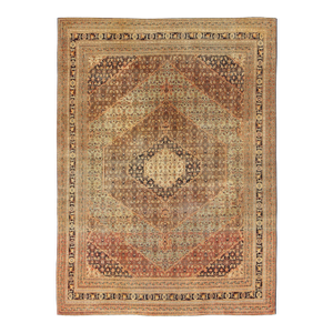 Antique Tabriz Haji-Jalili Rug With Diamond Design Rendered in Floral Motifs