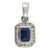 Octagon Deep Blue Sapphire Diamond Halo Pendant in 14k White Gold For Sale