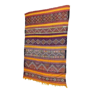 1960s Vintage Flat-Weave Berber Moroccan Rug