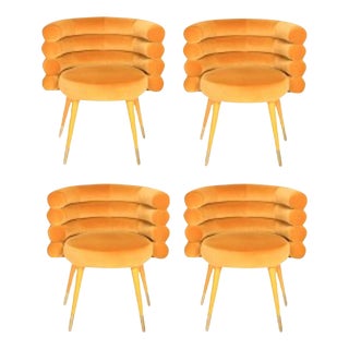 Mustard Marshmallow Dining Chairs by Royal Stranger, Set of 4 For Sale