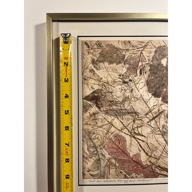 Brown 1976 Original Monoprint "What the Seasons Tear Off and Condemn" Signed, Framed For Sale - Image 8 of 9