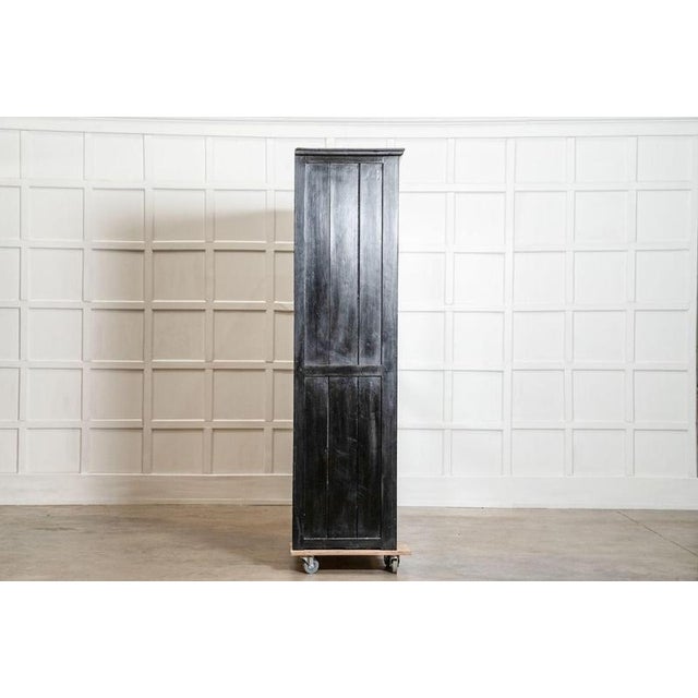 Wood Large Antique English Ebonised Glazed Housekeepers Cabinet, 1880 For Sale - Image 7 of 18