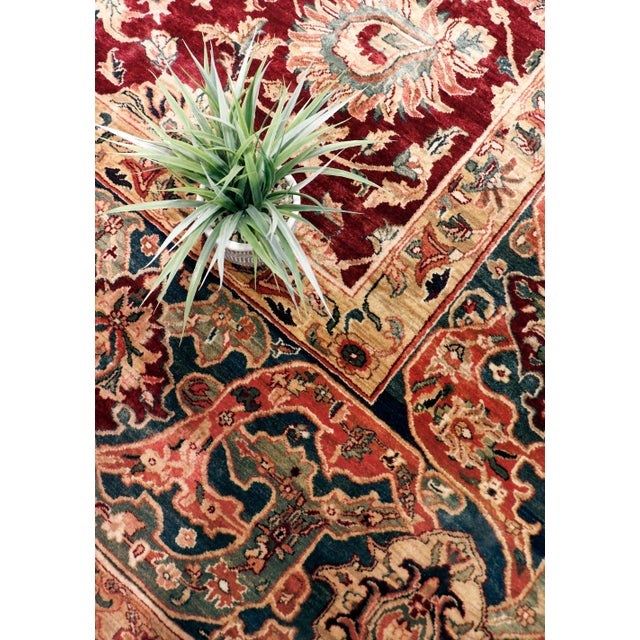Modern Pasargad Home Agra Burgundy Wool Area Rug-12' 4" X 15' 6" For Sale - Image 3 of 4