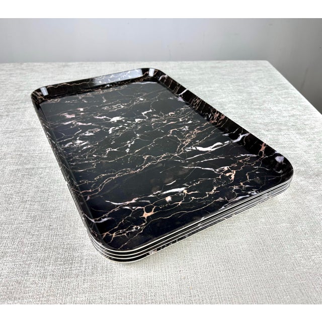Vintage Faux Black Marble Serving Trays by Design Imports Made in Italy—Set of 4 For Sale - Image 9 of 11