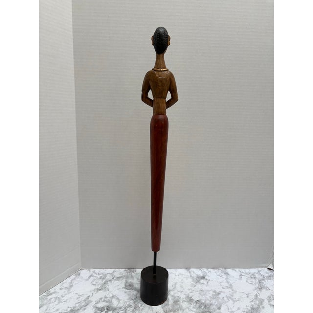Unique Vintage Tall Slender Figural Wood Decor Statue Accent For Sale In Sacramento - Image 6 of 8