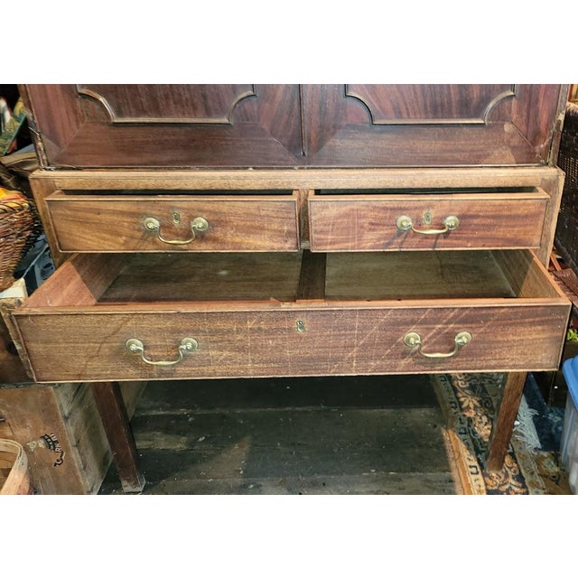 18th Century Mahogany Fall-Front Desk Cabinet on Separate Stand - With Dovetailed Drawers For Sale - Image 4 of 10