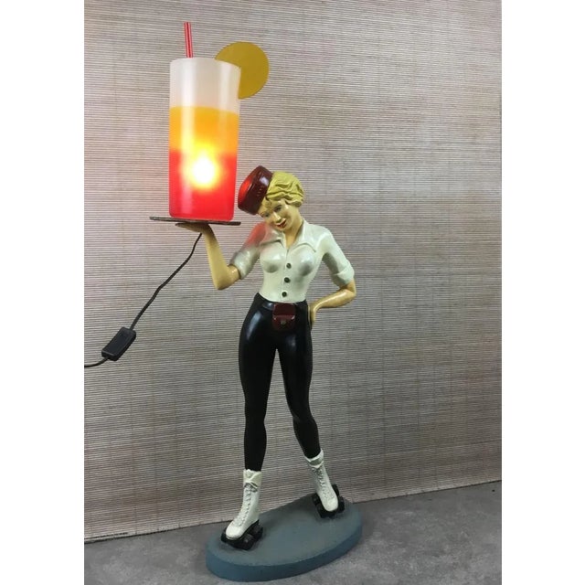 Black Pop Art Waitress on Roller Skates Lamp, France, 1960s For Sale - Image 8 of 13