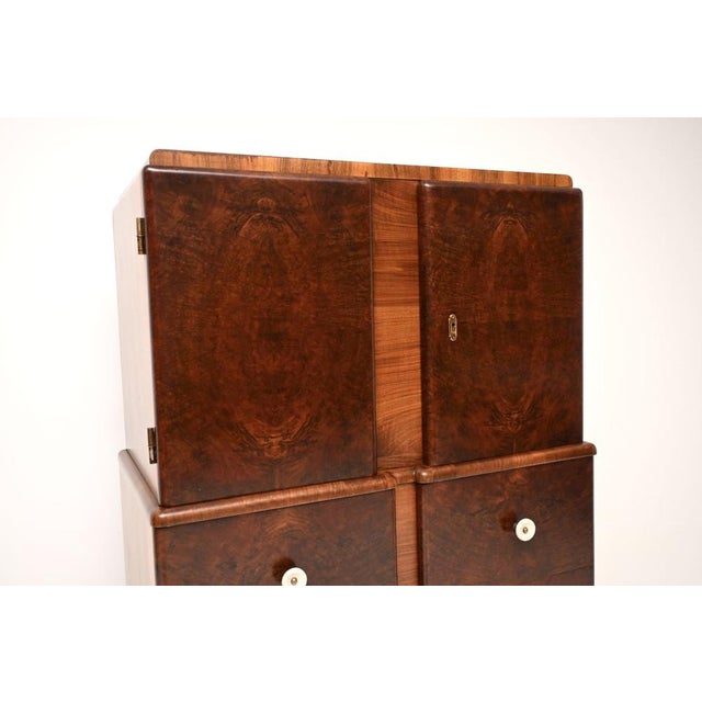 Brown French Art Deco Burr Walnut Cabinet on Chest, 1930s For Sale - Image 8 of 11