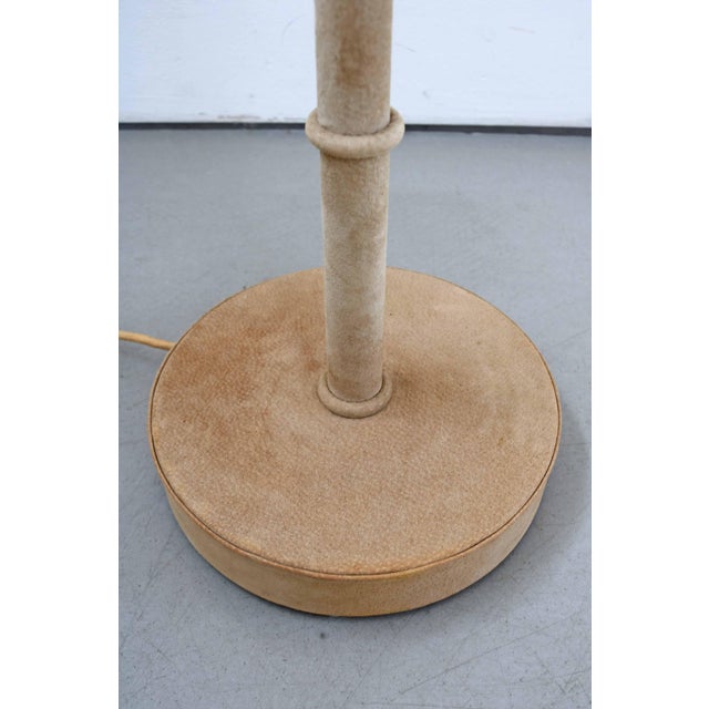 Beige Floor Lamp in Leather, Parchment and Brass by Charlotte Waver, 1960s-1970s For Sale - Image 8 of 13