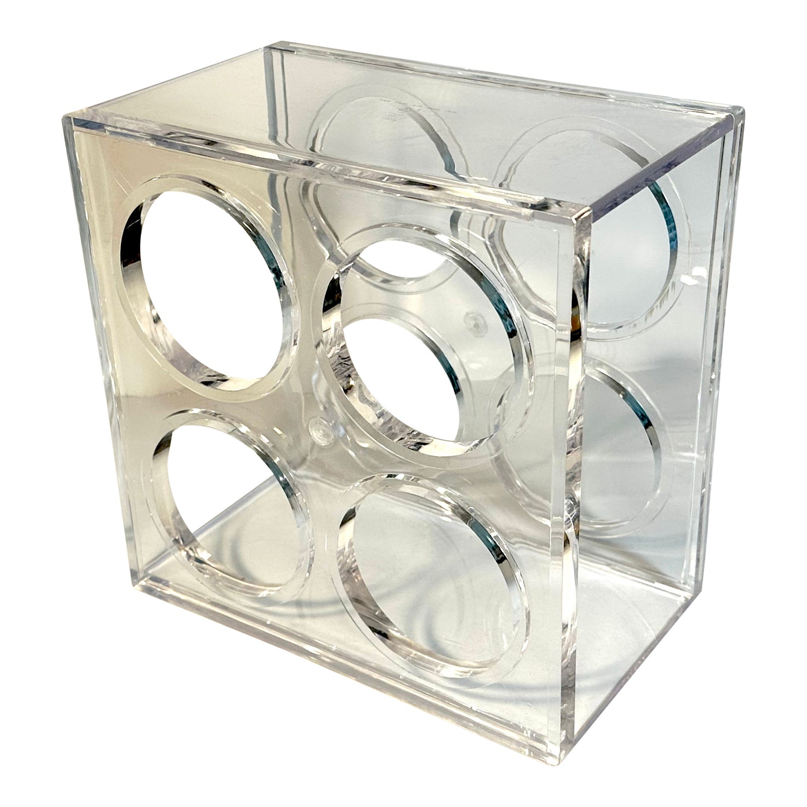 Clear Lucite 4 Bottle Wine Rack Holder | Chairish