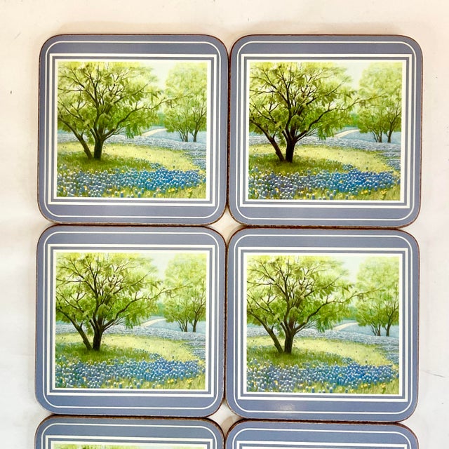 1970s Vintage Boho Chic Texas Bluebonnet Coasters - Set of 6 For Sale - Image 9 of 10