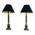 1940s Neoclassical Style Desk Lamps in Wood-Effect Metal and Brass - a Pair For Sale