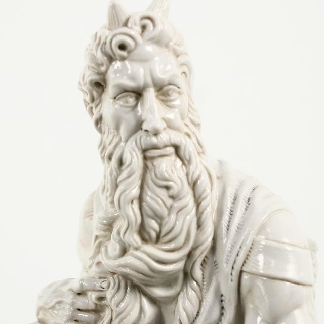 1980s Capodimonte "Michelangelo Sculpts Moses" Porcelain Sculpture on Wood Base Early Limited Edition For Sale - Image 9 of 15