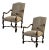 Vintage Richelieu Arm Chair in Antiqued Wood, Suede and Metallic Studs by Kreiss, a Pair For Sale