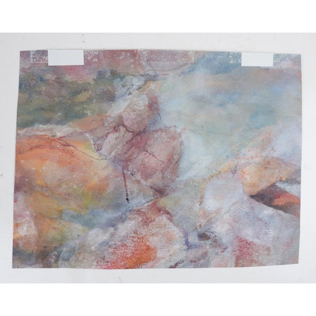 Late 20th century watercolor on paper painting of forest glen. Signed J. Van Houte lower left corner. Unframed, tape...