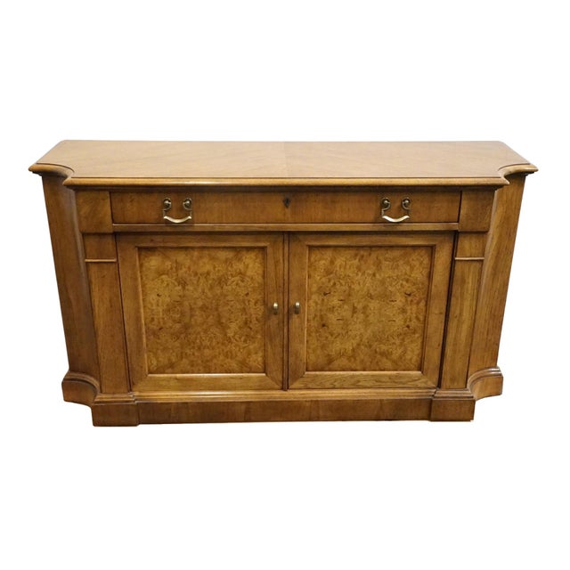 Neoclassical Century Furniture Italian Neoclassical Tuscan Style Burled Walnut 56" Server Buffet For Sale - Image 3 of 13