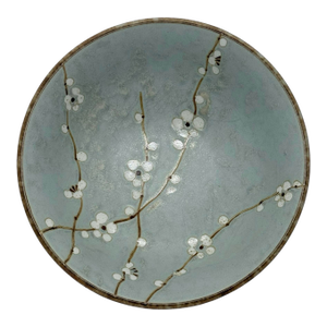 Late 20th Century Japanese Shosun Early Spring Collection Mint Large Ceramic Bowl Cherry Blossoms Design