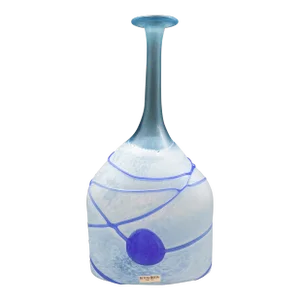Vintage Kosta Boda Sweden Bertil Vallien Galaxy Blue Art Glass Bottle Vase