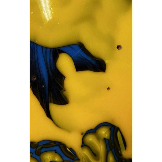 Yellow Large Vintage Studio Art Glass – Yellow & Cobalt Sculptural Decor, 13” For Sale - Image 8 of 12