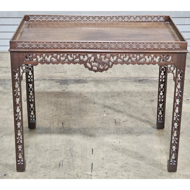 Kittinger Late 20th Century Kittinger Williamsburg Mahogany Chippendale Byrd China Table Cw 192 Rare For Sale - Image 4 of 11