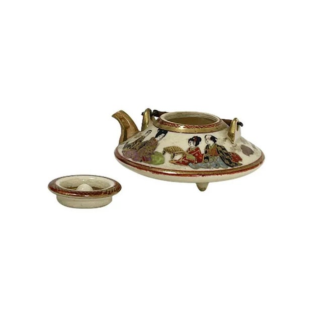 Miniature Japanese Meiji Period Satsuma Tripod Teapot and Cover For Sale - Image 6 of 9