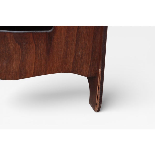 Wood Mid 20th Century Chippendale Revival Wooden Magazine Rack With Center Cutout For Sale - Image 7 of 16