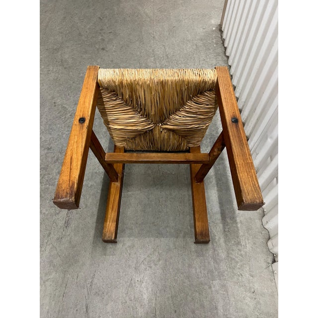 1950s Brutalist Oak & Straw Dining Chairs- Set of 4 For Sale - Image 11 of 16