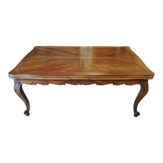 Vintage 20th C French Louis XV Carved Walnut Provincial Refectory Dining Table For Sale