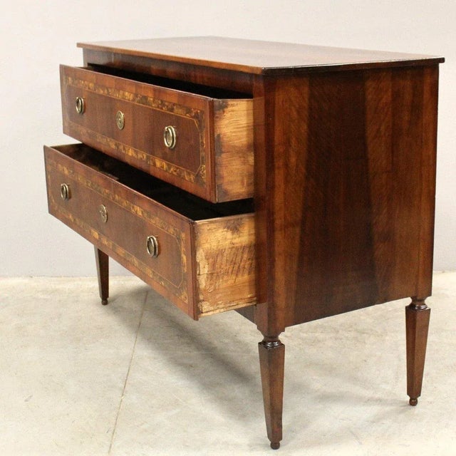 18th Century Italian Walnut Two Drawer Commode with Tapered Legs For Sale In Atlanta - Image 6 of 11