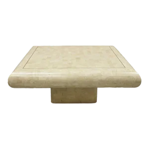 Vtg Maitland Smith Tessellated Stone Inlay Modern Square Pedestal Coffee Table