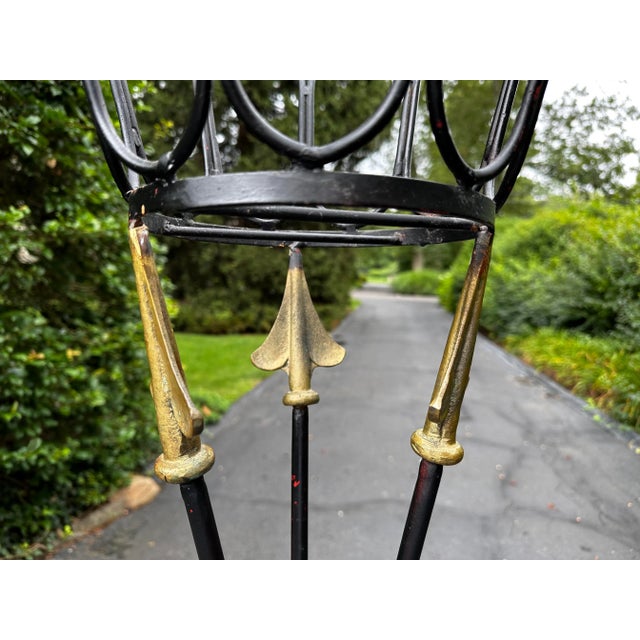French Pair of Empire Metal and Gilt 'Bow & Arrow' Plant Stands For Sale - Image 3 of 12