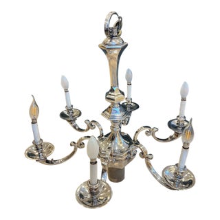 Early 20th Century Six-Arm Sterling Silver Chandelier For Sale