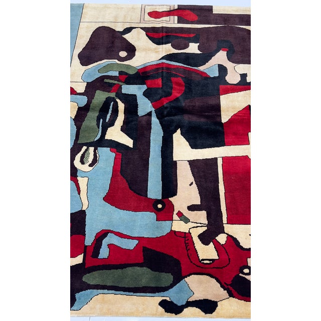 Textile French Mid Century Wool Rug 5'0" X 6'2'' For Sale - Image 7 of 11
