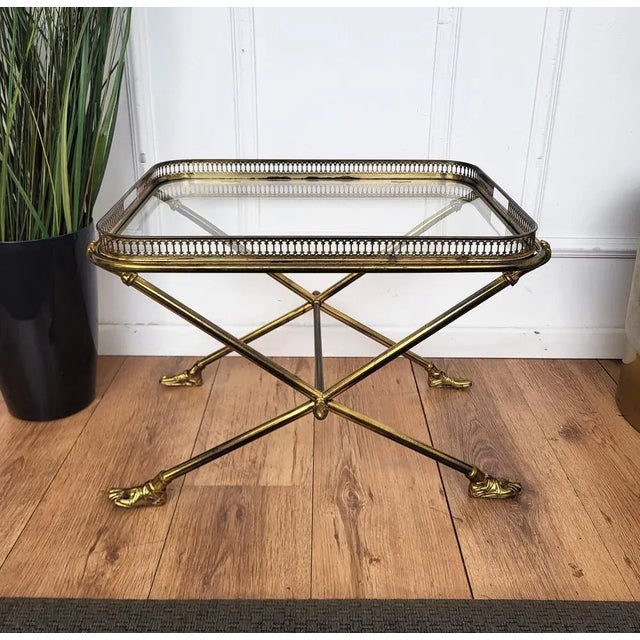 Vintage Italian Gilt Brass and Glass Bar Side Table, 1970s For Sale - Image 6 of 10