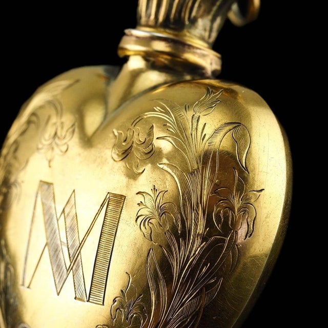 Antique Silver Gilt Heart Perfume Bottle, 1800s For Sale - Image 16 of 18