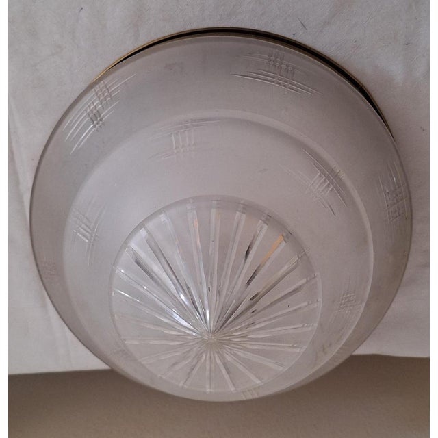 German Art Deco Brass Ceiling Lamp with Cut Glass Shade, 1930s For Sale - Image 6 of 7