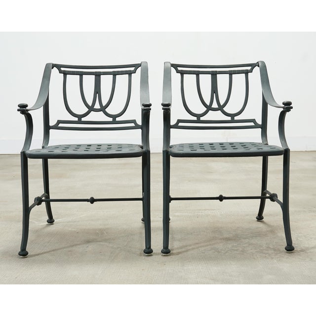 Late 20th Century Set of Four Brown Jordan-Style Neoclassical Garden Armchairs For Sale - Image 5 of 18